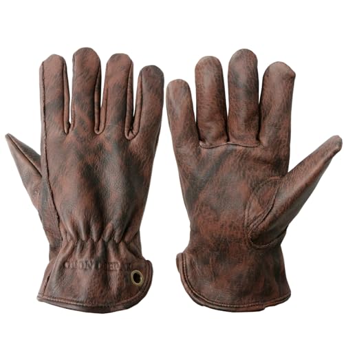 OLSON DEEPAK Herren-Arbeitshandschuhe aus Rindsleder, Größe L, geölte Gartenhandschuhe, Sicherheitshandschuhe für Camping, Schweißen, Fahren, Grillen, Bushcraft, Retro-Motorrad OLSON DEEPAK Herren-Arbeitshandschuhe aus Rindsleder, Größe L, geölte Gartenhandschuhe, Sicherheitshandschuhe für Camping, Schweißen, Fahren, Grillen, Bushcraft, Retro-Motorrad von OLSON DEEPAK
