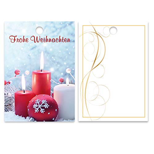 25er Pack Geschenkanhänger"Frohe Weihnachten" Kerzen ca. 52 x 74 mm von OLShop AG