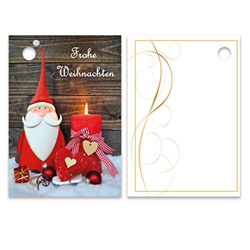 25er Pack Geschenkanhänger Frohe Weihnachten Weihnachtsmann ca. 52 x 74 mm Anhänger, Weihnachtsanhänger, Geschenkkarte, Geschenkkärtchen, Anhängeetikett, Topper von OLShop AG