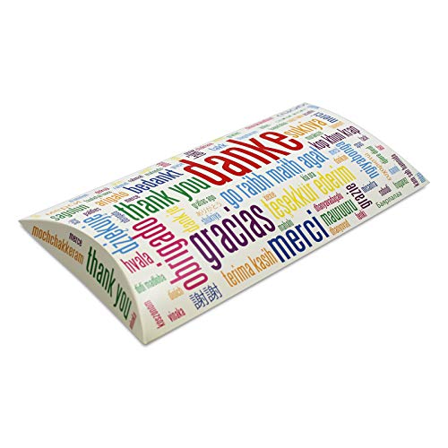 25er Pack Kissenverpackung Geschenkbox Geschenkschachtel weiß Danke, ca. 21,5 x 11,5 x 3 cm, Geschenkverpackung von OLShop AG