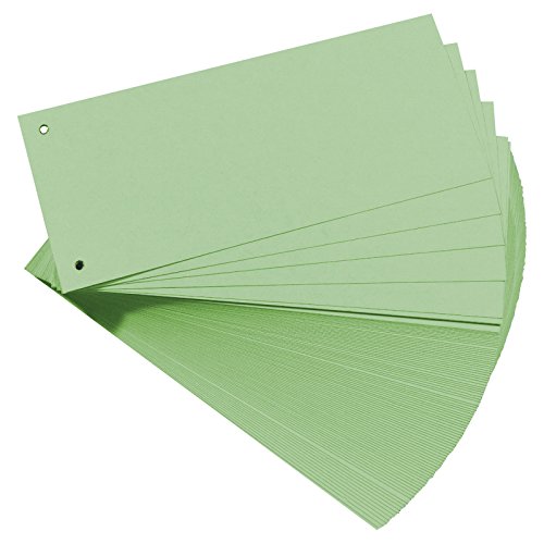2er Pack (2 x 100 Stück) Trennstreifen gelocht rechteckig grün Trennblätter Ablagestreifen Aktenstreifen Aktenschilder von OLShop AG
