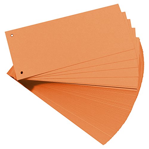 2er Pack (2 x 100 Stück) Trennstreifen orange gelocht rechteckig Trennblätter Ablagestreifen Aktenstreifen Aktenschilder von OLShop AG
