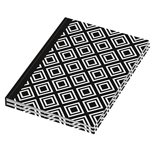 2er Pack Notizbuch/Kladde blanko"black & white Rhombus" DIN A5 von OLShop AG