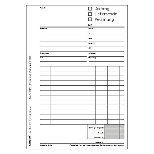 5 Formularbücher - Auftrag/Lieferschein/Rechnung DIN A5 hoch á 40 Satz 2-fach selbstdurchschreibend Formularbuch von OLShop AG