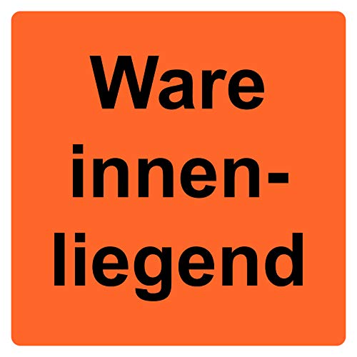 Aufkleber Ware innenliegend neonorange 35 x 35 mm 500 Stk. Haftpapier Verpackungskennzeichen Paketaufkleber Versandetikett von OLShop AG