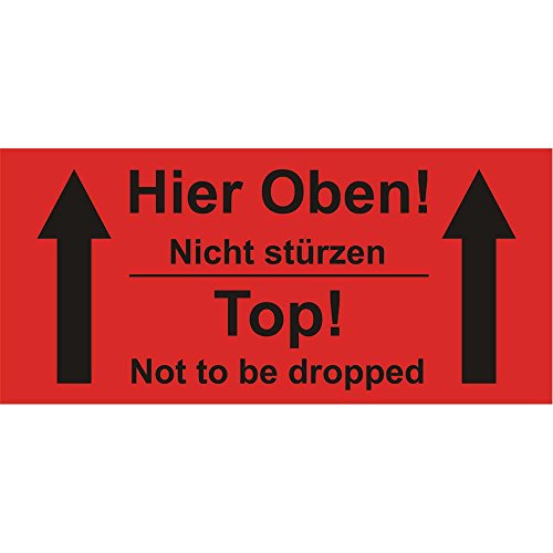 Paketaufkleber Hier Oben, Rot, Folie, 136 x 63 mm, 500 Stück/Rolle von OLShop AG