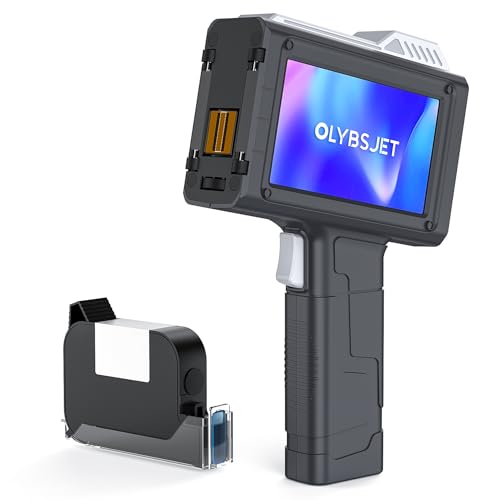 OLYBSJET Tragbarer Handdrucker BT-HH6205B mit 4,3 Zoll HD Touchscreen 12,7mm Hand Tintenstrahldrucker für Text Datum Barcode QR-Code Chargennummer Variable Daten Druck auf Karton Holz Metall Kleidung von OLYBSJET