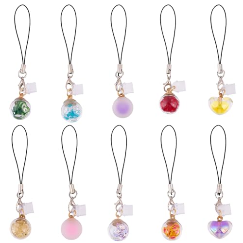 OLYCRAFT 10 Stück Handyanhänger Mit Staubschutzstecker Ästhetische Handyanhänger Typ C Staubschutzstecker Anhänger Glaskugel Handyanhänger Telefon Staubschutzstecker Zubehör Für Telefonstecker von OLYCRAFT