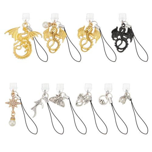 OLYCRAFT 20 Stück 10 Arten von Staubschutzstecker Anhängern 79 106mm Lang Staubdichte Stecker Für Mobilgeräte Mit Drachenanhängern Typ C Staubschutzstecker Anhänger Typ C Anschlusskappen Schutz von OLYCRAFT
