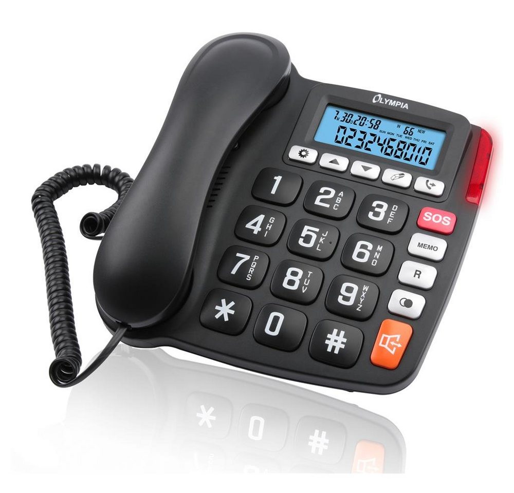 OLYMPIA OFFICE 4520 Seniorentelefon (große Tasten, helle LED-Anrufanzeige, Freisprechfunktion, SOS-Knopf) von OLYMPIA OFFICE