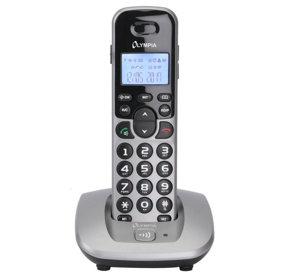 OLYMPIA OFFICE DECT 5000 Schnurloses DECT-Telefon (große Tasten, kabellos, Festnetz, Senioren Rentner Telefon, silber) von OLYMPIA OFFICE