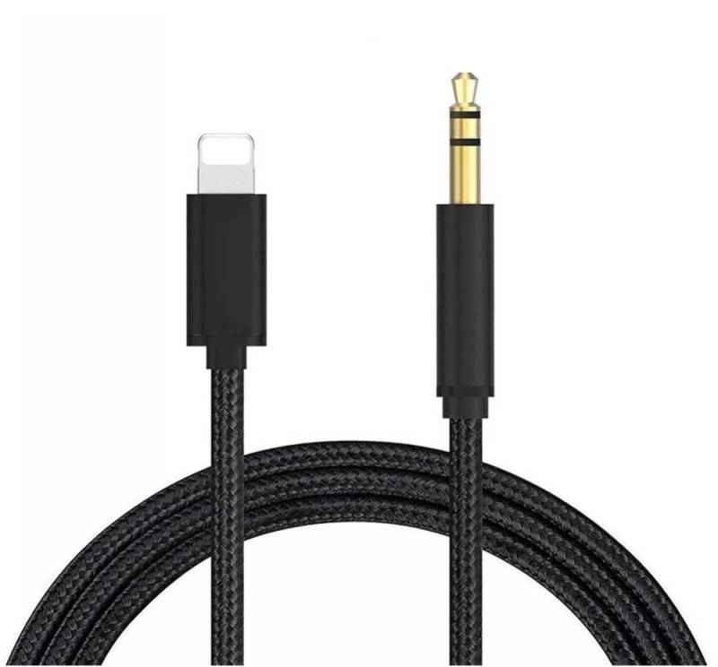 OLi AUX für Audiokabel für alle iPhone Car Schwarz Handy-Netzteile (1m Lightning 8 Pin zu 3,5mm Klinke Audiokabel MFi & Auto) von OLi