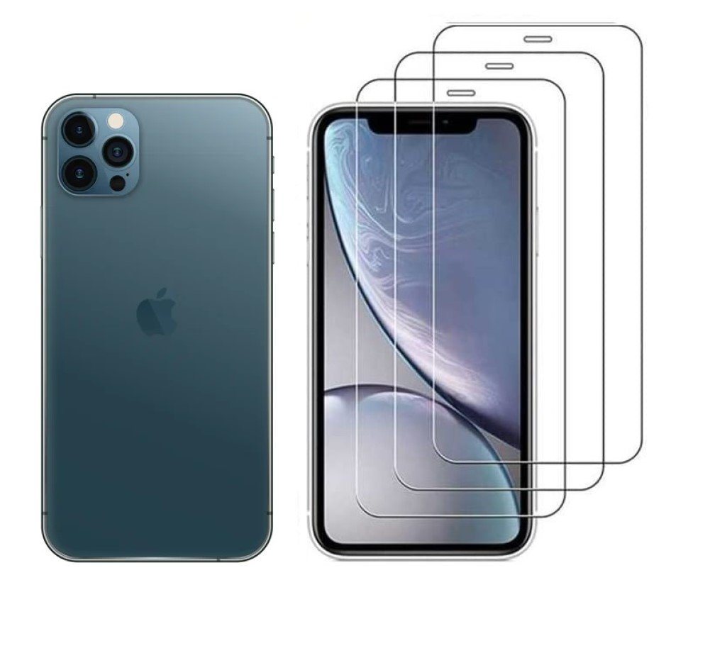 OLi Handyhülle Silikon Cas mit 3X Panzer Glas für iPhone 12 Pro Max mit Kamera Schutz 6,70 Zoll, 1X Transparente Hülle mit 3X Displayschutz von OLi