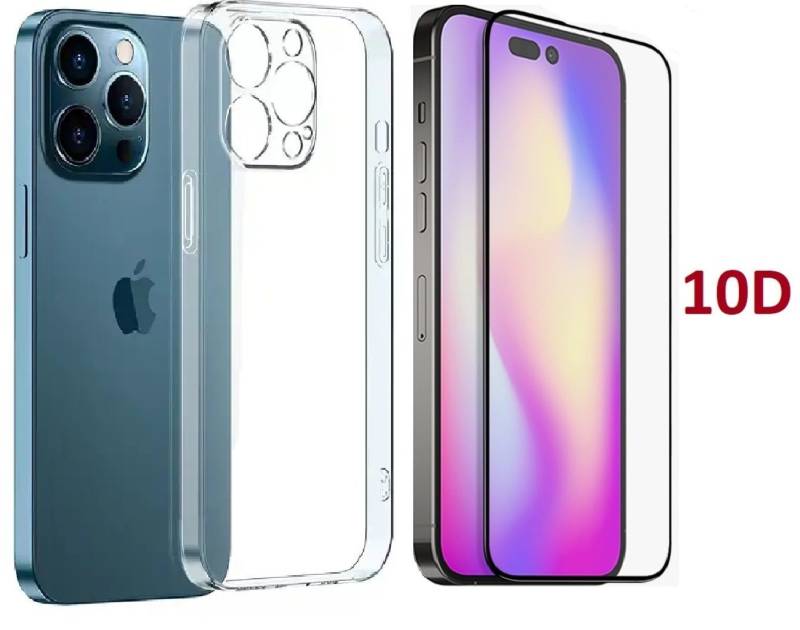 OLi Handyhülle Silikon Hülle für iPhone 14 Pro mit 10D Panzer Glas mit Kamera Schutz 6,1 Zoll, 10D Displayschutzglas von Rand bis zum Rand mit Transparente Case von OLi