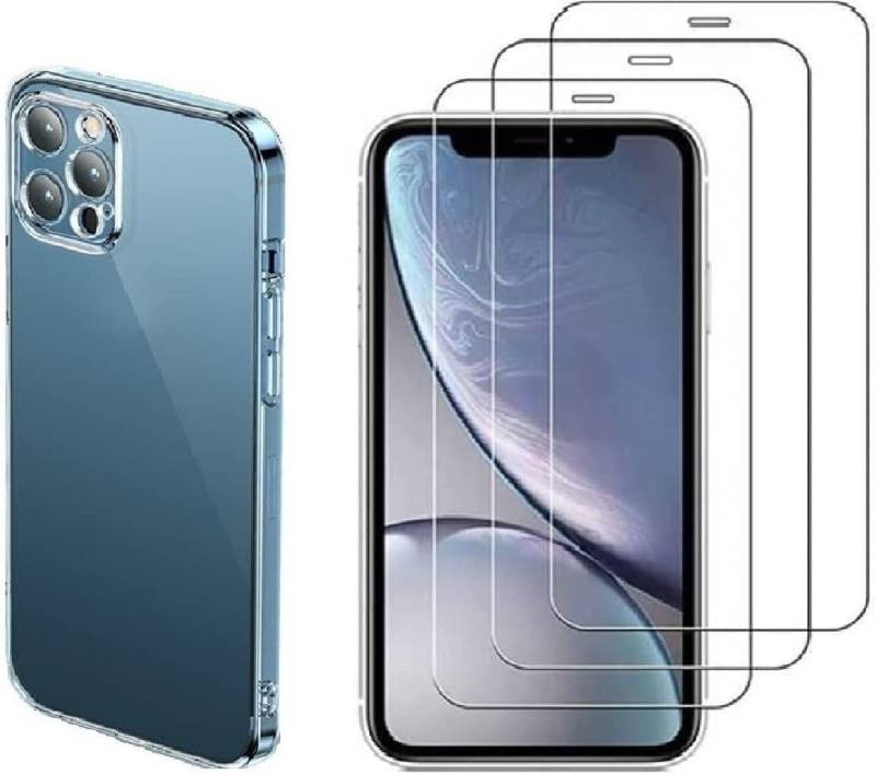 OLi Handyhülle Silikon Hülle mit 3 X Schutzglas für iPhone 11Pro Max mit Kamera Schut 16,5 cm (6,5 Zoll), Displayschutz glas mit Cover TPU Silikon von OLi