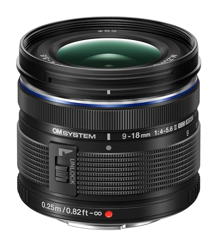 OM SYSTEM M.Zuiko Digital ED 9-18mm F4.0-5.6 II Objektiv, Weitwinkelzoom, geeignet für alle MFT Kameras (Olympus OM-D & Pen Modelle, Panasonic G-Serie) schwarz von OM SYSTEM