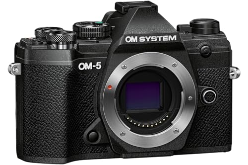 OM SYSTEM OM-5 Micro Four Thirds Systemkamera, 20 MP Live MOS-Sensor, optimierte 5-Achsen-Bildstabilisierung, IP53, Handheld High Res Shot, Schwarz von OM SYSTEM