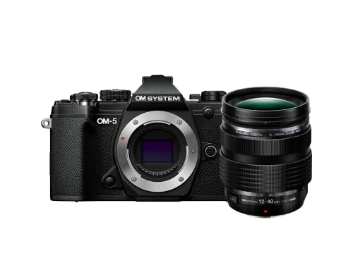 OM SYSTEM OM-5 Micro Four Thirds Systemkamera inklusive M.Zuiko Digital ED 12–40 mm PRO II Objektiv, 20 MP Live MOS-Sensor, optimierte 5-Achsen-Bildstabilisierung, Schwarz/Schwarz von OM SYSTEM