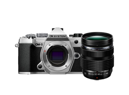 OM SYSTEM OM-5 Micro Four Thirds Systemkamera inklusive M.Zuiko Digital ED 12–40 mm PRO II Objektiv, 20 MP Live MOS-Sensor, optimierte 5-Achsen-Bildstabilisierung, Silber/Schwarz von OM SYSTEM