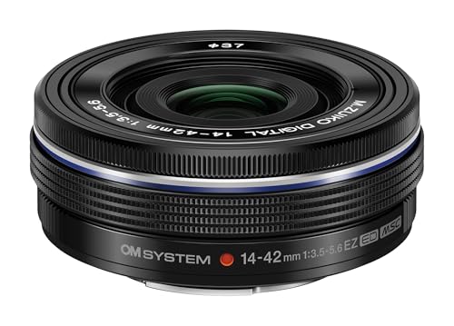 OM SYSTEM Olympus M.Zuiko Digital 14-42 mm F3.5-5.6 EZ Schwarz für Micro Four Thirds Systemkamera, kompaktes 3-faches Zoomobjektiv von OM SYSTEM