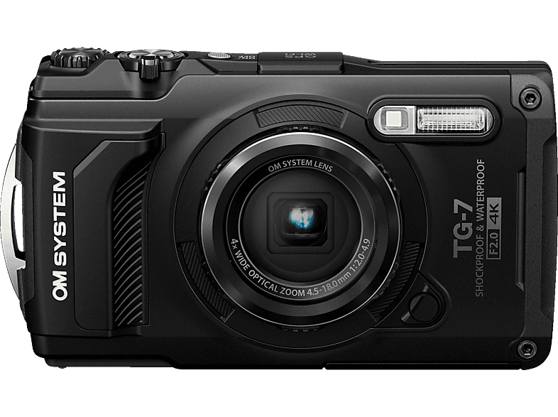 OM SYSTEM Tough TG-7 Digitalkamera Schwarz, 4.5-18 mm opt. Zoom, 3.0 Zoll, WLAN von OM SYSTEM