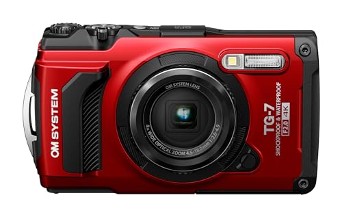 OM SYSTEM Tough TG-7 Rot Digitalkamera,wasserdicht, stoßfest, Unterwasser- und Makro-Aufnahmemodi, 4K-Video, 4-Fach-Weitwinkelzoom (Nachfolgemodell der Olympus TG-6) von OM SYSTEM