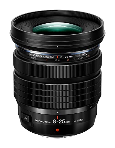 OM SYSTEM M.Zuiko Digital ED 8-25mm F4.0 PRO, Weitwinkel-Zoomobjektiv, geeignet für alle Micro-Four-Thirds-Systemkameras (Olympus OM-D- und Pen-Modelle, Panasonic G-Serie), schwarz von OM SYSTEM