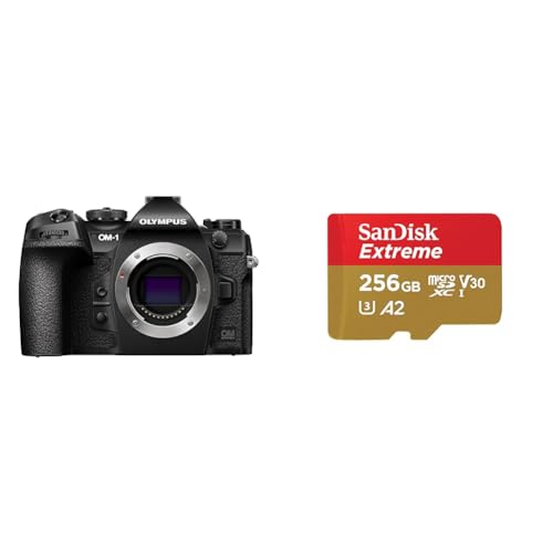 Olympus OM SYSTEM OM-1 Micro Four Thirds Systemkamera & SanDisk Extreme microSDXC UHS-I Speicherkarte 256 GB + Adapter von OM SYSTEM