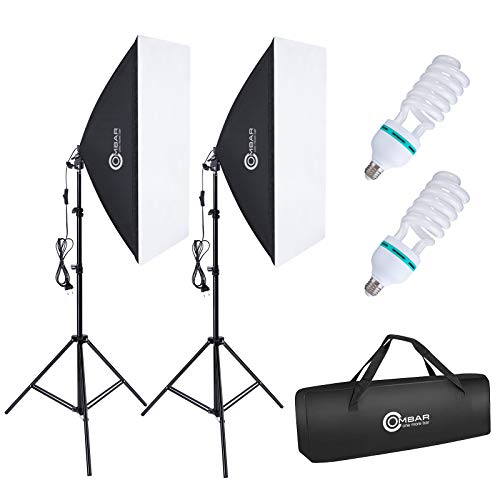 OMBAR Softbox Set Fotostudio 50×70cm, professionelle Fotografie mit 135 W 5500K E27-Tageslichtlampe und Tragetasche für Studio-Porträts Videoaufnahmen, Modefotos von OMBAR