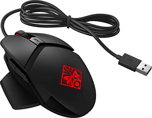 OMEN Reactor Gaming Maus (6 optomechanische Tasten, 16.000 DPI eSport Sensor, RGB LED Beleuchtung, individuell programmierbar, anpassbare Handflächenauflage) schwarz von OMEN
