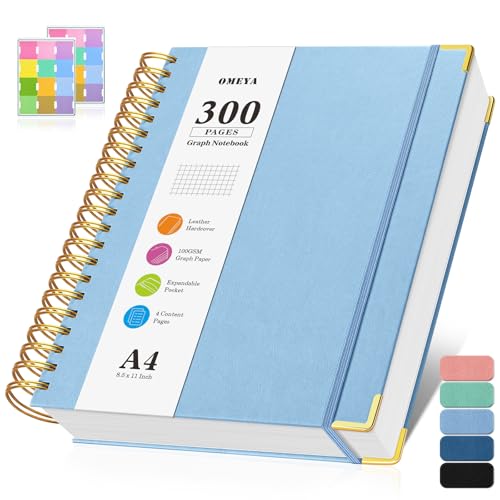 Notizblock A4 Kariert, Spiralblock Notizbuch mit 300 Seiten, 100GSMblock kariert, Hardcover Leder Spiralbindung Notebook für Frauen und Männer,Großes Notizbücher für Arbeit Büro Schule, 21.5 x 27.9cm Notizblock A4 Kariert, Spiralblock Notizbuch mit 300 Seiten, 100GSMblock kariert, Hardcover Leder Spiralbindung Notebook für Frauen und Männer,Großes Notizbücher für Arbeit Büro Schule, 21.5 x 27.9cm von OMEYA