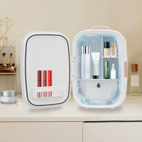 OMGGYER 12L Kosmetik Skincare Kühlschrank Leise Auto Mini Kühlschrank Getränke Minikühlschrank mit Kühl-/Heizfunktion für Autos Büro Schlafzimmer Schlafsäle, 29 * 25 * 44cm (Weiß) von OMGGYER