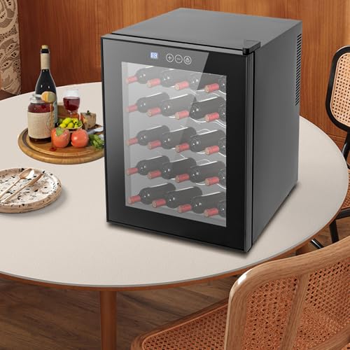 OMGGYER 20 Flaschen 48 Liter LED Beleuchtung Weinkühlschrank Großes Weinkühler, freistehend Kühlschrank Glastür Weinschrank für Indoor/Outdoor, Temperaturregelbar von 12-18°C von OMGGYER