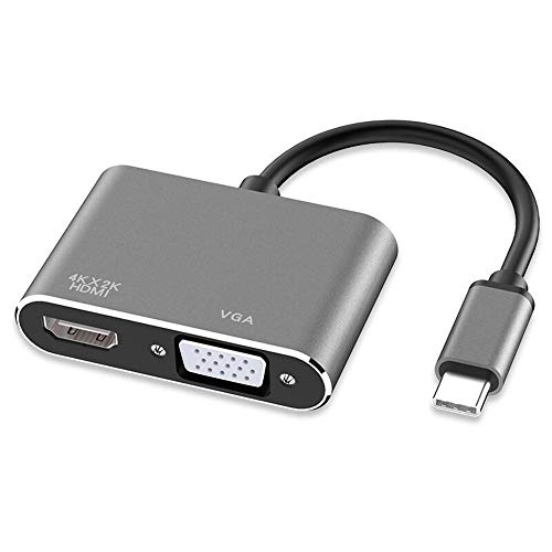 Hub 4K USB 3.1 Typ C Thunderbolt 3 Konverter Adapter USB C auf HDMI VGA (Grau) von OMICE
