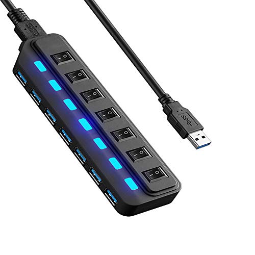 Professioneller externer universeller High-Speed-Einzelner LED-Netzschalter USB 3.0 Hub 4/7 Ports Splitter USB Expander (7 Ports USB 3.0 Hub) von OMICE