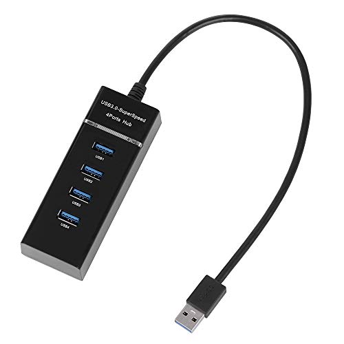 USB-3.0-Hub-Expander mit 4 Ports, strapazierfähig, bis zu 5 Gbit/s, High-Speed-Adapter, Schwarz von OMICE