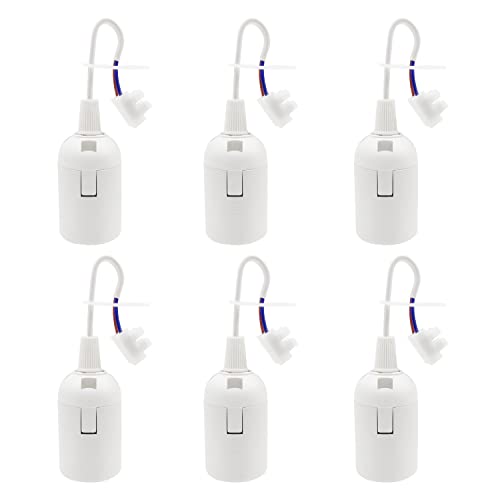 OMIGA 6 Stück Lampenfassung E27 mit Kabel Baufassung 4A 250V Ersatzfassung für Bauarbeiten Wohnzimmer Küche Schlafzimmer Glühbirnen Fassung (Weiß) von OMIGA