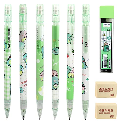 OMIGA 6 Stücke Bleistiftminen 0,5 MM Druckbleistift Set mit 1 Box HB Ersatzminen Wiederverwendbar Automatische Mechanische Stifte für Schreiben Skizzieren Zeichnen (Grün) von OMIGA