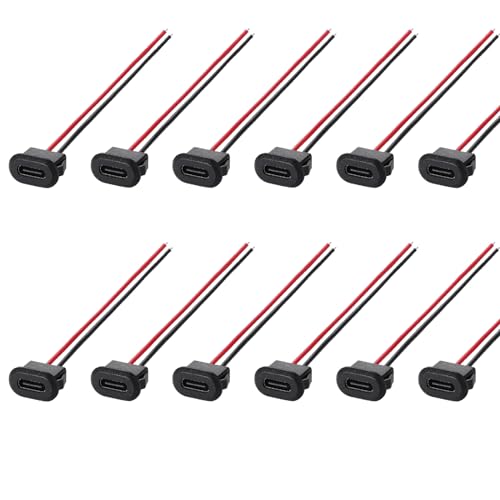 OMIGA USB Buchse Einbau 12 Stück USB C Buchse mit Schnappnut Schnalle 2 Draht Micro USB C Buchse Einbau für Panelmontage von OMIGA