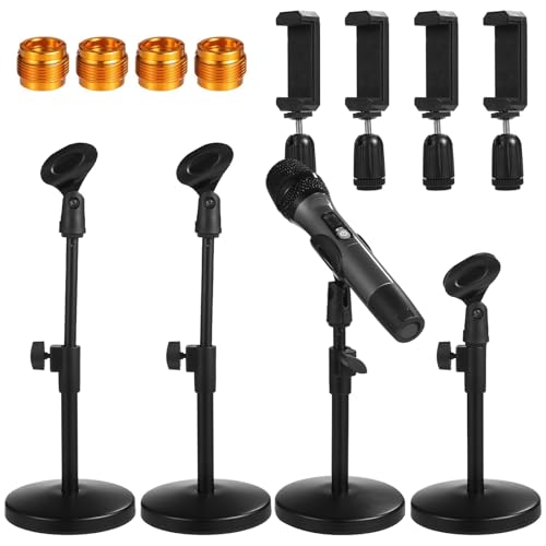 4 Stück verstellbare Tisch-Mikrofonständer, Schreibtisch-Mikrofonhalter mit Mikrofon-Clip und Telefonklemme, robuste Metallbasis, inklusive 3/8 auf 5/8 Zoll Adapter 4 Stück verstellbare Tisch-Mikrofonständer, Schreibtisch-Mikrofonhalter mit Mikrofon-Clip und Telefonklemme, robuste Metallbasis, inklusive 3/8 auf 5/8 Zoll Adapter von OMISTAR