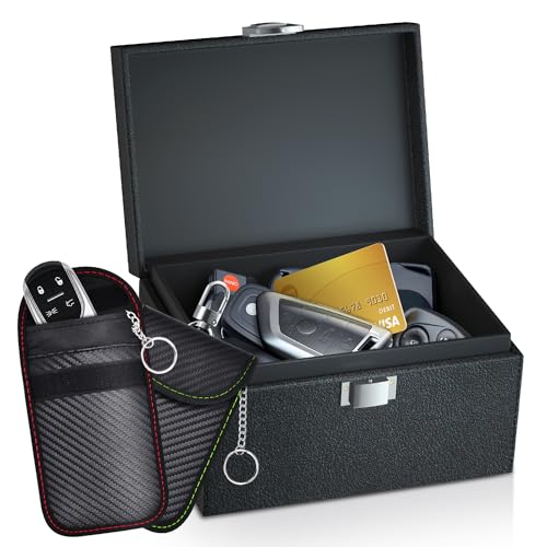 OMKHE Faraday Schlüsselanhänger-Schutz, Faraday-Taschen für Autoschlüssel, RFID-Signalblockierbox für Auto-Sicherheit, 2 Stück von OMKHE