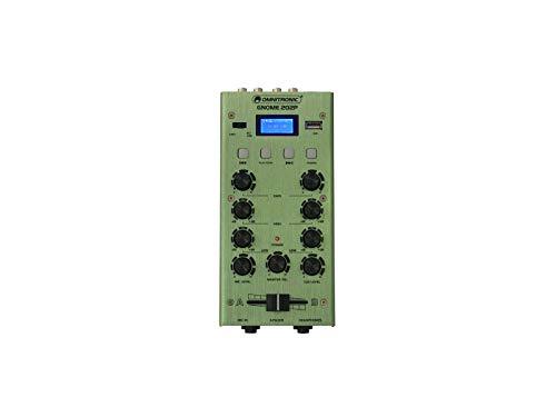 OMNITRONIC GNOME-202P Mini-Mixer grün | 2-Kanal-DJ-Mixer mit Bluetooth und MP3-Player im Miniaturformat | Regelbarer Mikrofoneingang/Kopfhörerausgang über 6,3-mm-Klinke von OMNITRONIC