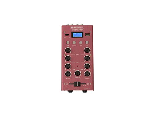 OMNITRONIC GNOME-202P Mini-Mixer rot | 2-Kanal-DJ-Mixer mit Bluetooth und MP3-Player im Miniaturformat | Regelbarer Mikrofoneingang/Kopfhörerausgang über 6,3-mm-Klinke von OMNITRONIC