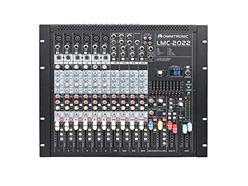 OMNITRONIC LMC-2022FX USB Mischpult | Professionelles Audiomischpult mit British-style EQ, Kompressor, Effekteinheit und USB-Schnittstelle von OMNITRONIC