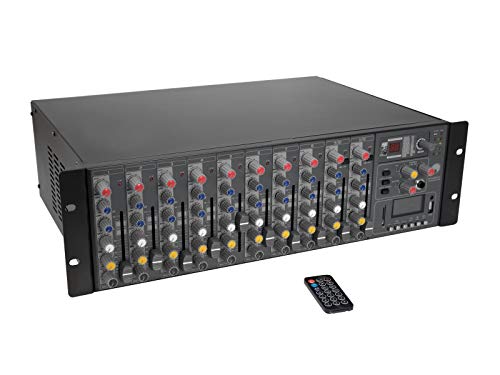 OMNITRONIC RM-1422FXA USB Rack-Power-Mixer | 19" Powered Mixer, 2 x 400 Watt, mit 12 Kanälen, DSP-Effekteinheit und MP3-Player von OMNITRONIC