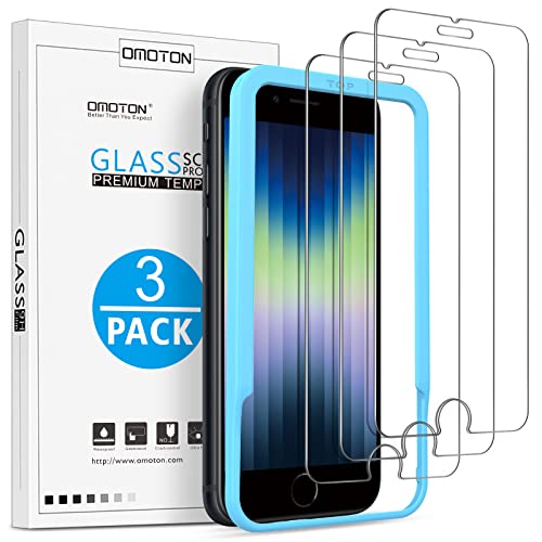 [3 Stück] OMOTON Schutzfolie kompatibel für iPhone SE 2020/iPhone 7/8, 9H Härte, Anti-Kratzen, Anti-Öl, Anti-Bläschen von OMOTON