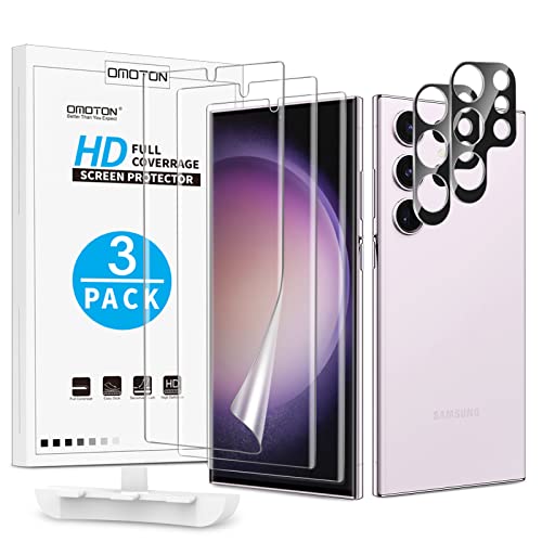 OMOTON, TPU Schutzfolie, kompatibel mit Samsung Galaxy S23 Ultra Kamera Panzer Schutz Glas, 3+2 Stück, Fingerabdrucksensor unterstützt, Anti-Bläschen, HD TPU Folie von OMOTON
