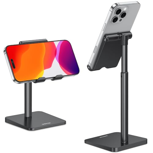 OMOTON Handy Halter, Handy Ständer Höhenverstellbar, Handy Halterung kompatibel mit iPhone und alle Smartphones(3.5-7 Zoll) für Selfie, Live-Streaming oder Filmen, Schwarz von OMOTON