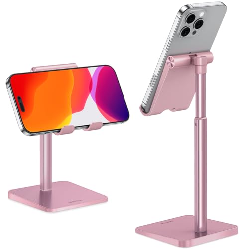 OMOTON Handy Halter, Handy Ständer Höhenverstellbar, Handy Halterung kompatibel mit iPhone und alle Smartphones(3.5-7 Zoll) für Selfie, Live-Streaming oder Filmen, Rosegold von OMOTON