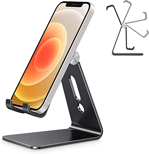 OMOTON Handy Ständer Verstellbar, Phone Stand kompatibel mit iPhone 14 Pro/14/13/12 Pro Max/11 Pro/XR/SE, Multi-Winkel Handyhalterung für Huawei, Samsung, Xiaomi, OnePlus andere Smartphone, Schwarz von OMOTON